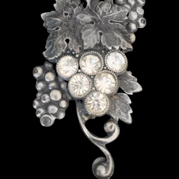 Vintage Banana Bob grape theme ox silver matte-sparkling crystals fluted link - Picture 7 of 9